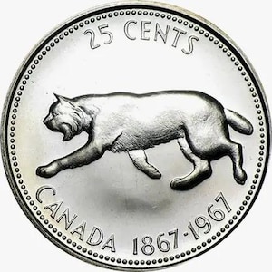 Authentic Canadian 1967 Silver 25 Cents Coin (one coin per purchase)