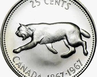 Authentic Canadian 1967 Silver 25 Cents Coin (one coin per purchase)