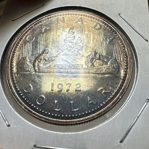 1972 Canadian Silver Dollar Coin Colourfully Toned Specimen