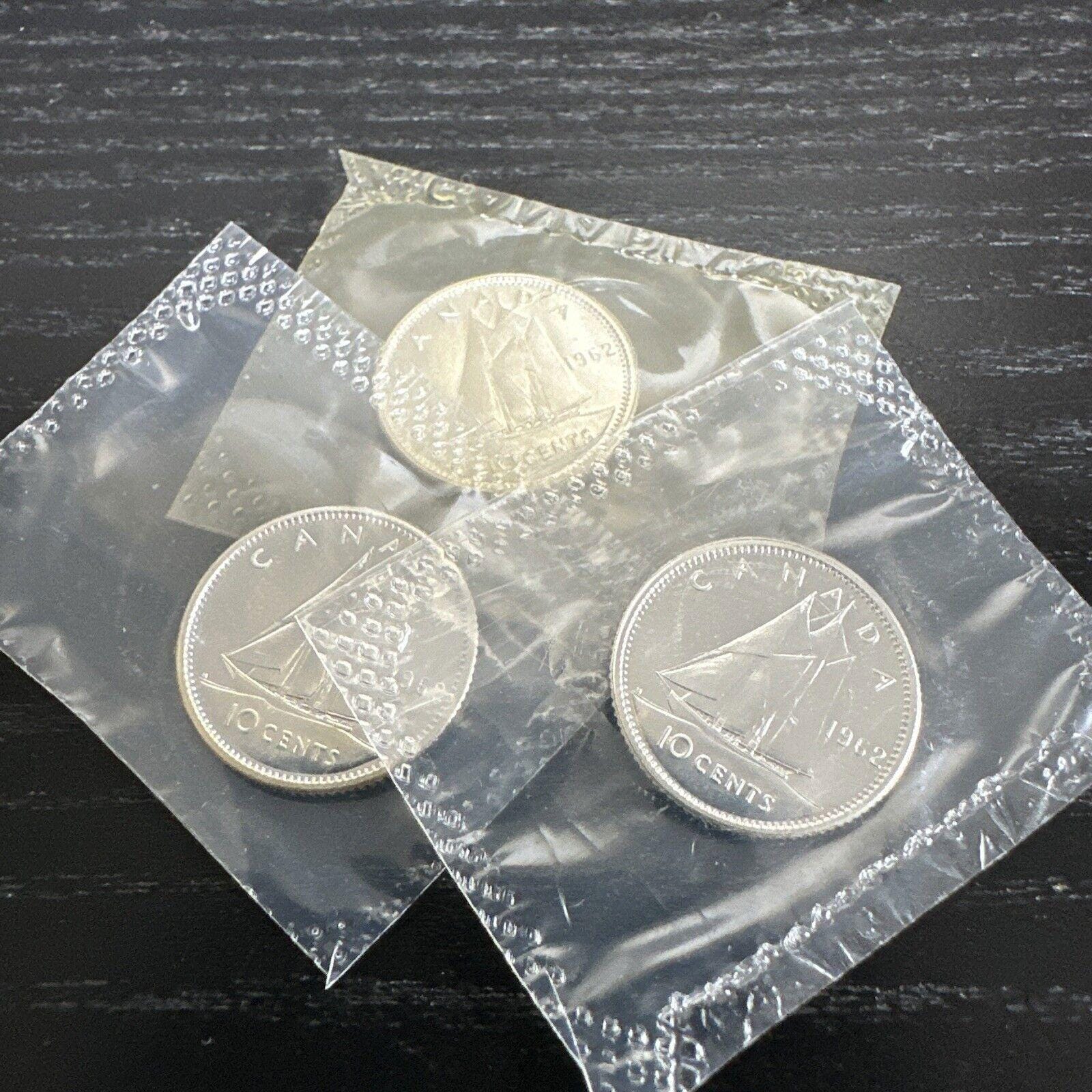 1962年カナダ発行10セント銀貨（未開封・未使用品）（1枚につき1枚