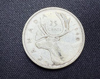 本物の1940年カナダ銀貨25セント - Etsy 日本