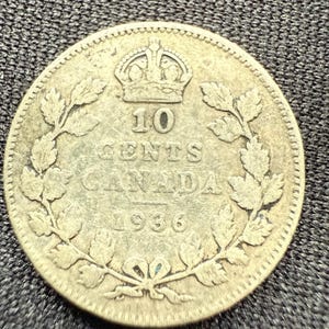 1936 10 cent Canada Coin Silver King George