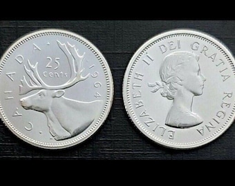 1964年 カナダ 5セント 硬貨 本物の1964年カナダ銀貨50セント硬貨（未使用品80%） - Etsy 日本