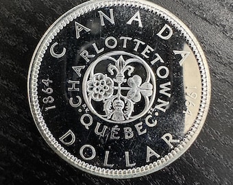 1964 Canadian Silver Dollar Coin 80% 1 - 1864 Confederation Quebec