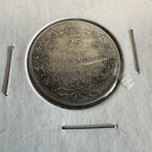 1930 Canada 25 Cents Silver Coin - King George