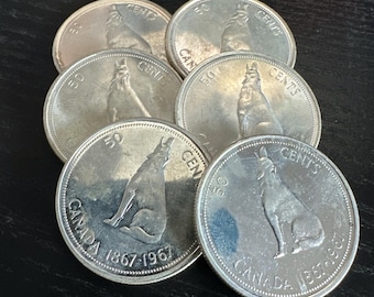 Authentic Canadian 1967 Silver 50 Cents Coin (one coin per purchase)