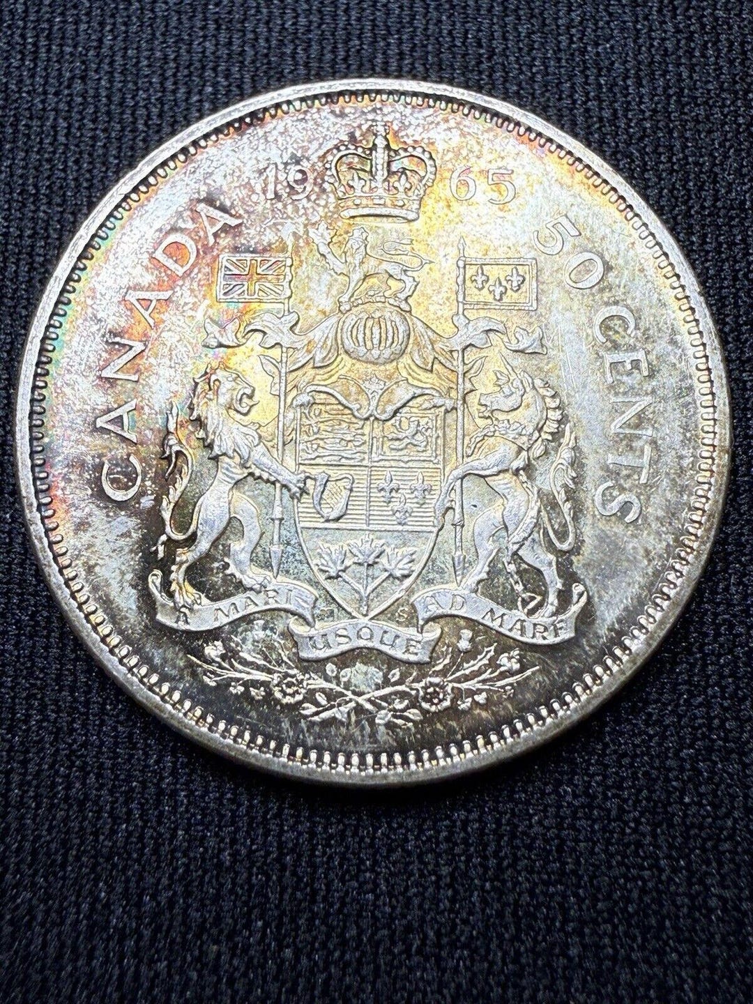 1965年カナダ50セントハーフドル銀貨 - レインボーカラー - Etsy 日本