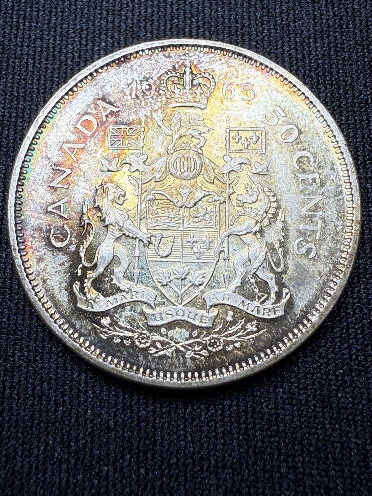 1965年カナダ50セントハーフドル銀貨 - レインボーカラー - Etsy 日本