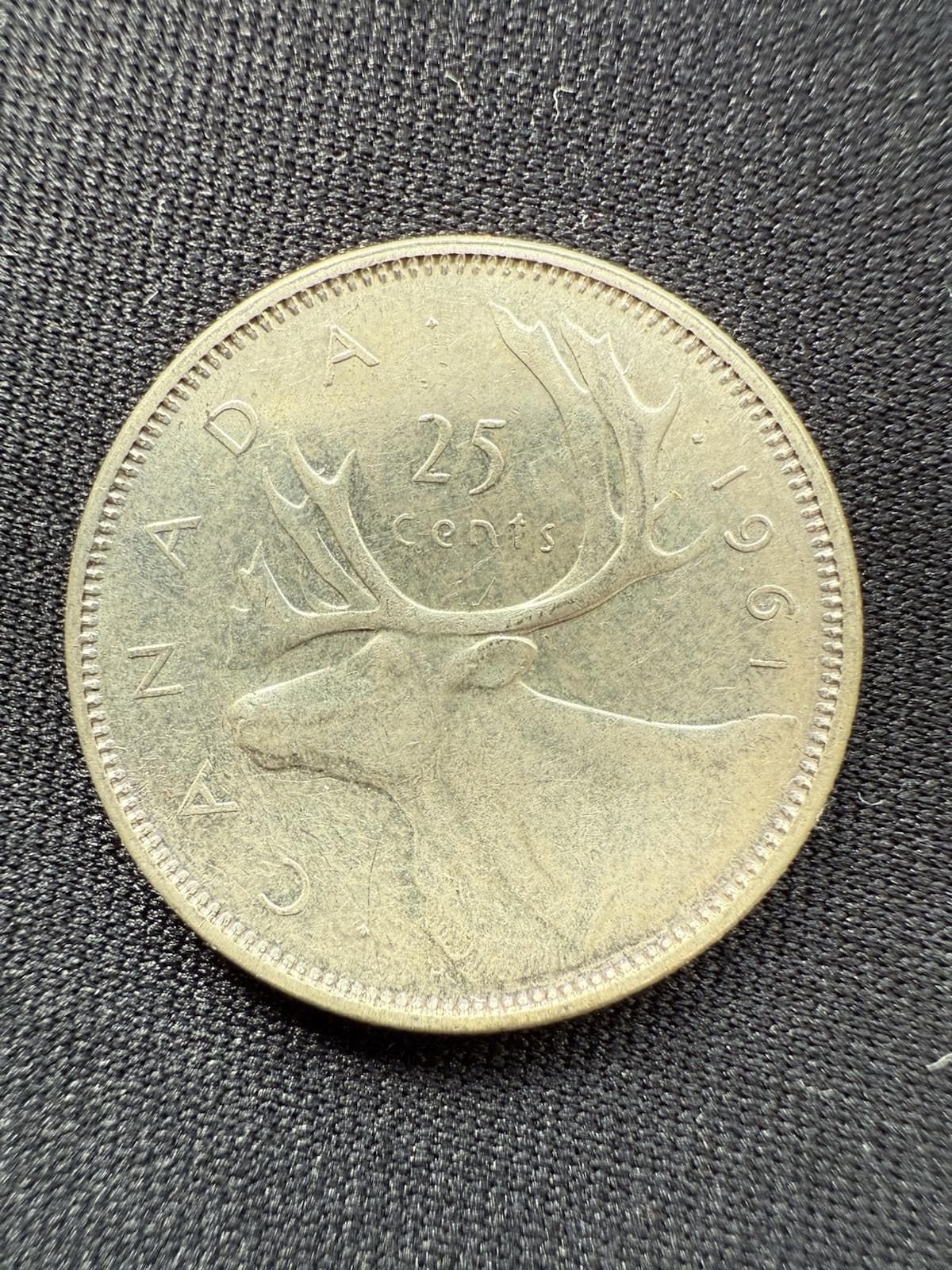 本物の1961年カナダ25セント銀貨 - Etsy 日本
