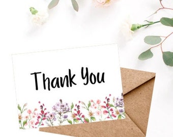 Thank You Card, Floral Thank You Card, Wedding Thank You Card