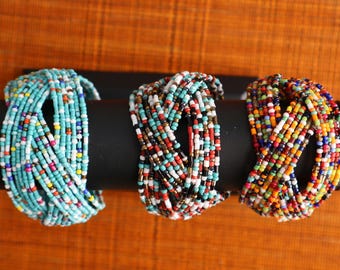 Colorful Handmade Glass Beaded Bracelets - Multi-Strand Cuff Style Jewelry, Boho-Chic Accessories, Unique Gift for Her