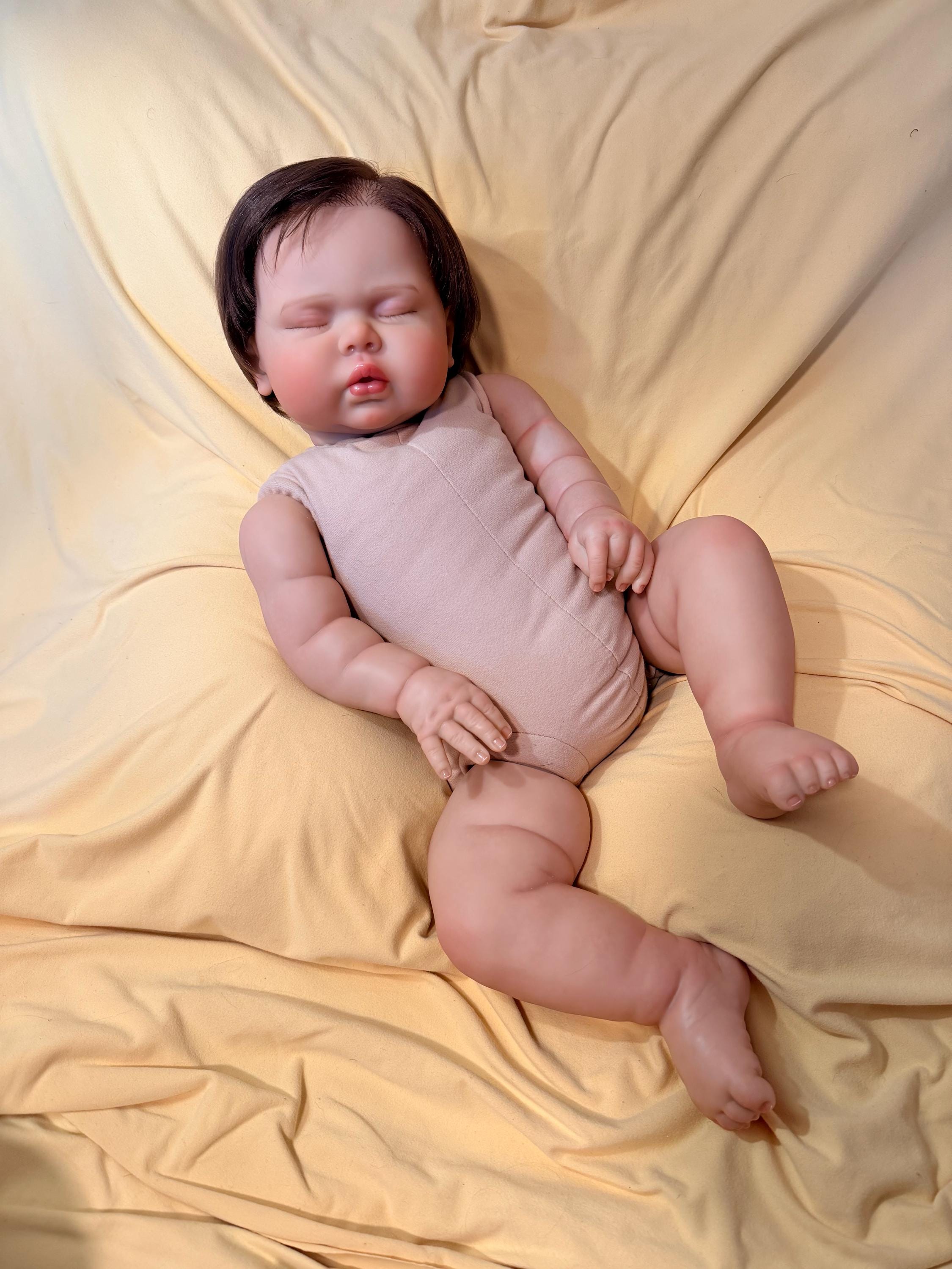 Custom Reborn Baby “pickle” With Rooted Brown Hair *made to Order