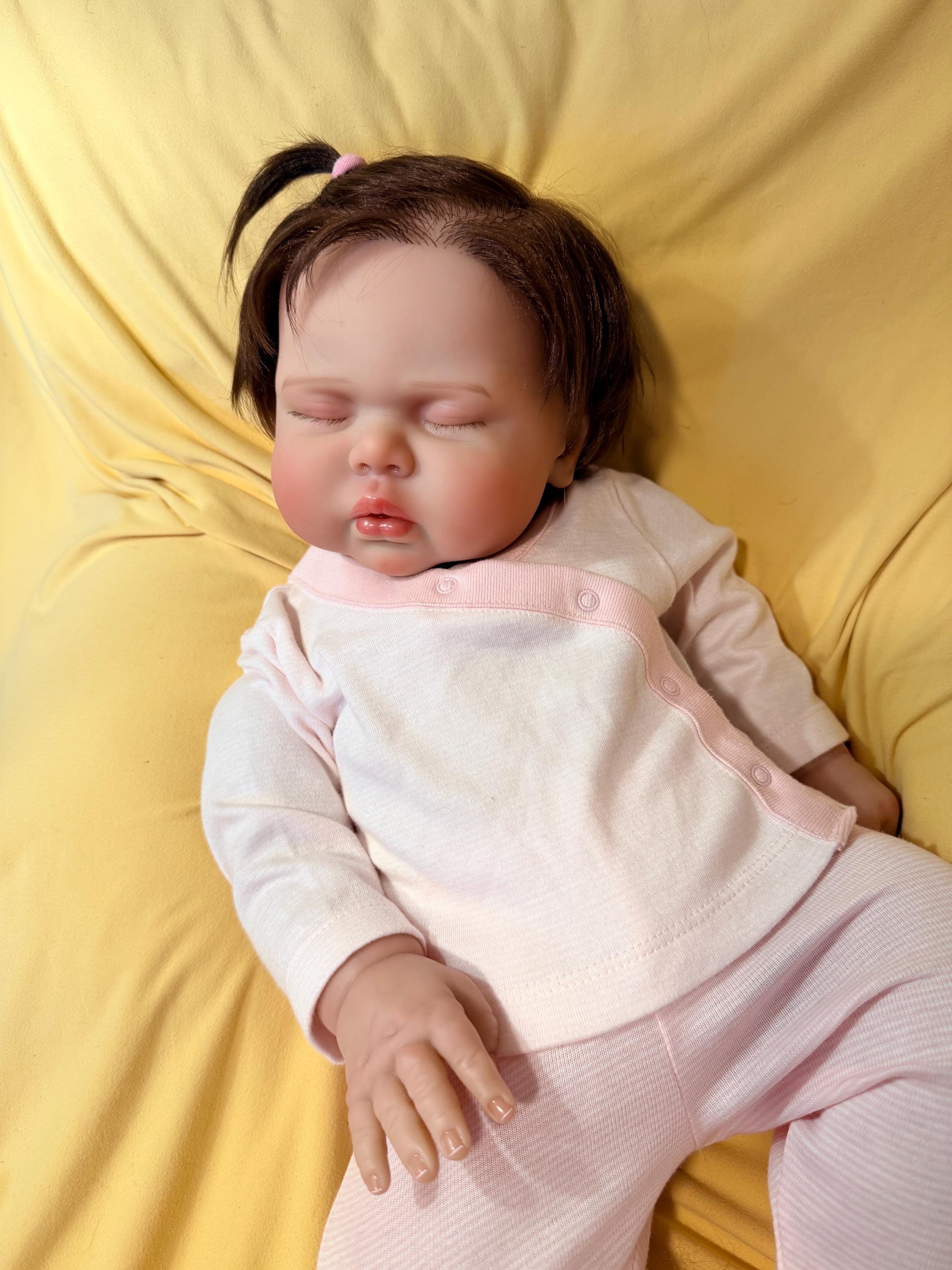 Custom Reborn Baby “pickle” With Rooted Brown Hair *made to Order
