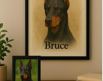 Custom Pet Portrait Poster, Personalized Dog or Cat Art (Digital Print)