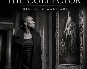 The Collector Printable Wall Art | Black & White Luxury Portrait | Elegant Woman Print | Digital Download