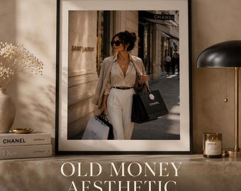 Old Money Fashion Print, Luxury Shopping Street Art (Digital Download)