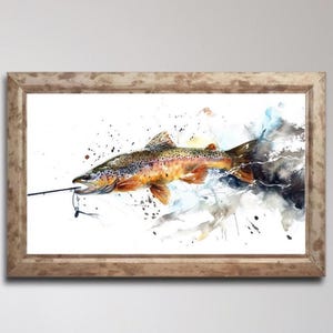 Watercolor Trout Painting - Rustic Fishing Art (Digital Download)