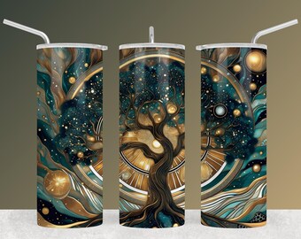 Cosmic Tree of Life Design for Tumbler Wrap - Embrace Peace and Balance in Your Daily Zen Rituals