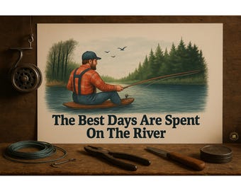 Fly Fishing Art Print, Moody Cabin Outdoors Wall Decor