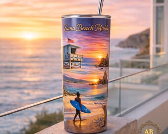 Beautiful Luma Beach Malibu Sunset Scenic Collage - Perfect Tumbler Wrap Instant Download Design for 20 oz Sublimation