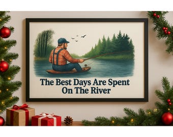 Framed Fishing wall art, Moody Cabin Decor, Gift for Dad