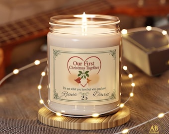 Personalized Scented Candle, Anniversary Gift for Couples, Christmas Decor, 9oz Soy Candle, Romantic Fragrance