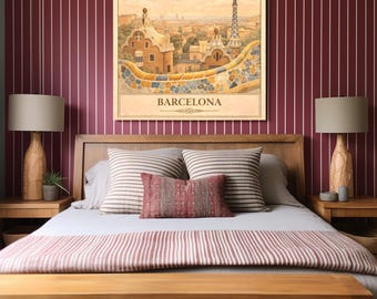 Explore the Whimsical Architecture of Barcelona - Vintage Style Wall Art with Antoni Gaudí's Masterpieces