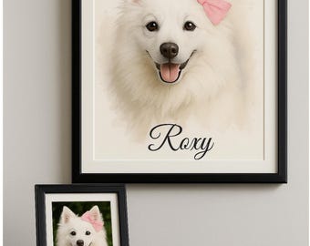 Custom Pet Portrait, Dog or Cat Framed Poster, Personalized Animal Art