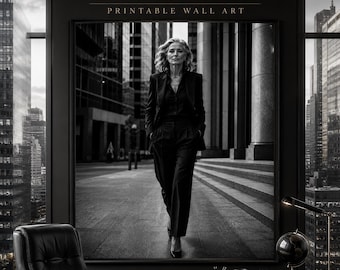 The Executive Printable Wall Art, Black and White Office Decor, Powerful Woman Wall Art, Luxury Business Office Print