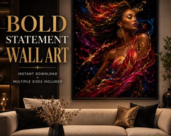 Powerful Woman Artwork, Bold Feminine Energy, Modern Wall Art (Digital Download)