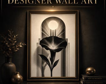 Obsidian Bloom Halo  Floral Wall Art,  Luxury Botanical Print,  Minimalist Modern Poster, Neutral Gallery Decor, Printable Wall Art, Digital