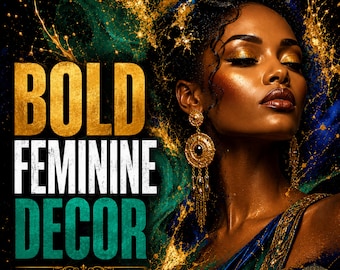 Golden Aura Wall Art, Glam Abstract Portrait, Elegant Goddess Decor (Digital Download)