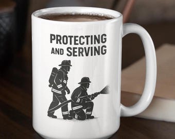Personalized Firefighter Coffee Mug: Thin Red Line Ceramic Cup