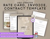UGC Rate Card Template Bundle: Contract, Invoice, Creator Agreement (Canva Editable, Digital Download