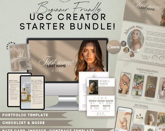 UGC Creator Website Template Bundle: Media Kit, Checklist & Pitch Tools (Canva Editable, Digital Download