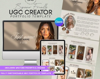 Minimalistisk UGC-portföljwebbplatsmall: Canva Media Kit (digital nedladdning)