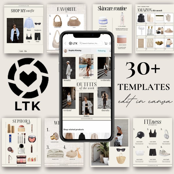 LTK Template 30 Editable LTK Canva Template LTK Top Seller Canva Template ltk Collage ltk Instagram Fashion Influencer Affiliate Template