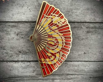 Dragon Fan Hard Enamel Pin: Gold Fantasy Lapel Pin
