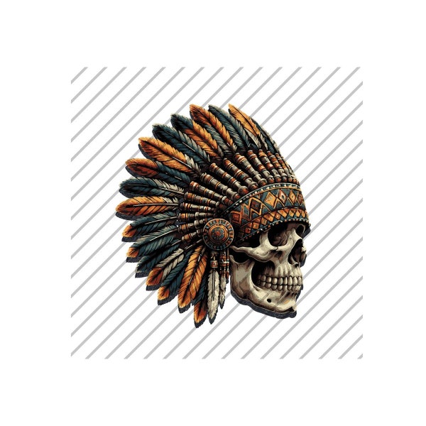 Indian Skull Svg Png, Head Dress svg, Indian skull in a headdress with feathers svg, SVG ,PNG, Vector Clipart, Digital Download, Circuit Cut