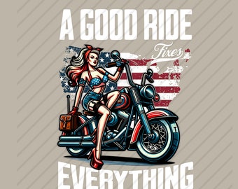 Motorcycle Life SVG: Biker Girl PNG, Printable Design (Digital Files)