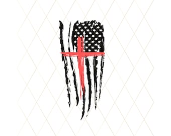 American Flag Cross SVG PNG: Faith Christian Design (Digital)