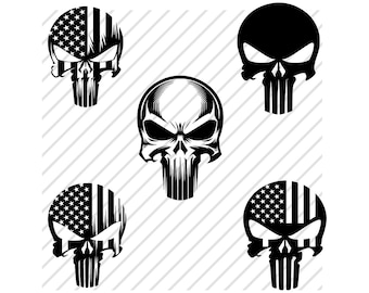 Punisher Skull SVG: American Flag, Cricut & Silhouette Files