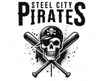 Steel City Pirates SVG: Design de caveira de beisebol (download digital)