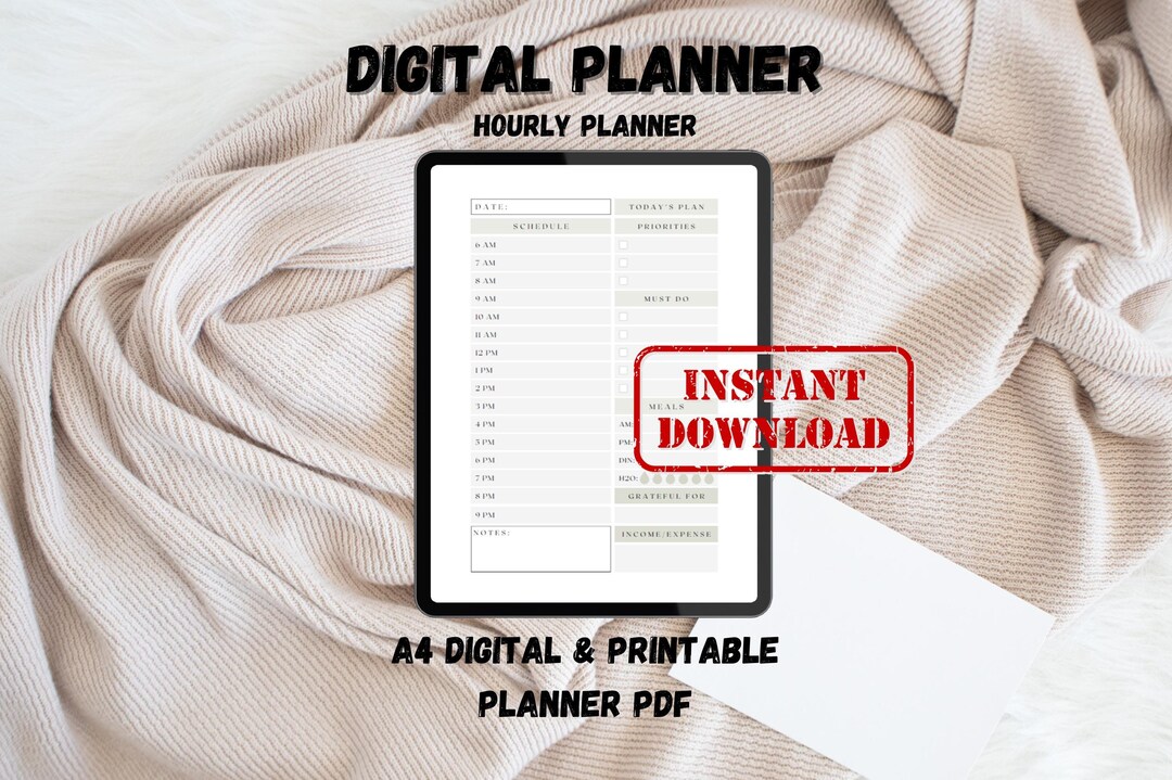 Hourly Planner Printable Daily Schedule and Time Blocking Productivity ...
