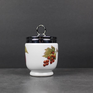 English Royal Worcester Egg Coddler & Recipes in its Original Box, Porcelain Premier Egg Cup King Size, Cooks Two Eggs, Vintage 50s to 80s