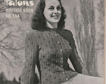 Livro de padrões de tricô Patons vintage da década de 1950, nº 184 - somente para download digital.