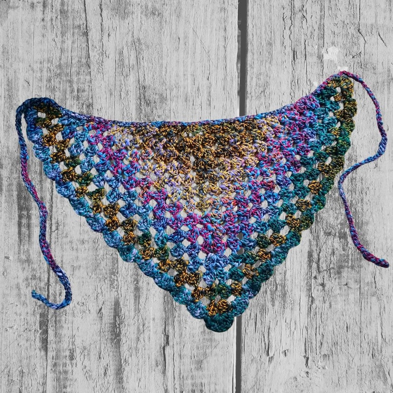 Patrón fácil para tejer a crochet un pañuelo/bandana - ideal para principiantes - descarga digital - solo el patrón imagen 5