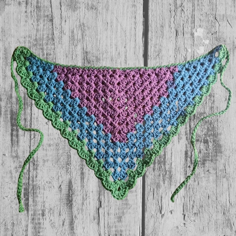 Patrón fácil para tejer a crochet un pañuelo/bandana - ideal para principiantes - descarga digital - solo el patrón imagen 6