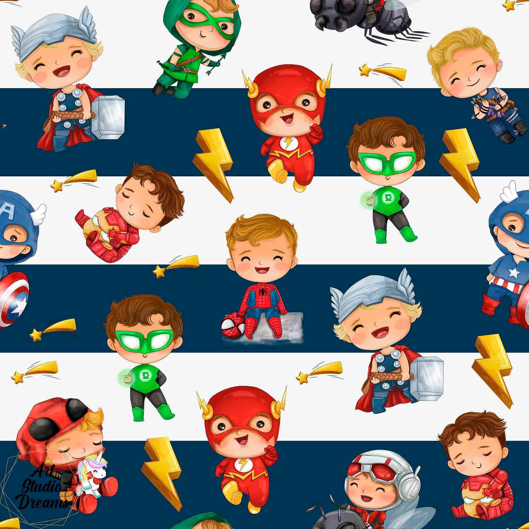 Superhero seamless pattern, vigilante, baby pattern, digital paper, digital, paper, seamless, watercolor, clipart,
