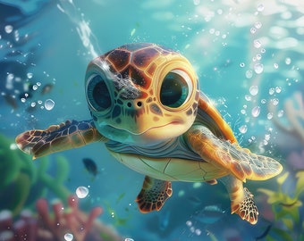 Turtle Digital Art, digital turtle jpg, savannah animal clipart, young turtle jpg, small turtle 3